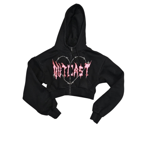 OUTCAST NYA CROPPED HOODIE AND PANTS WASHED BLACK XS/S - Picture 7 of 10